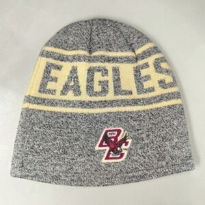 Boston College Eagles Knit Beanie Hat Gray Cream Embroidered Logo